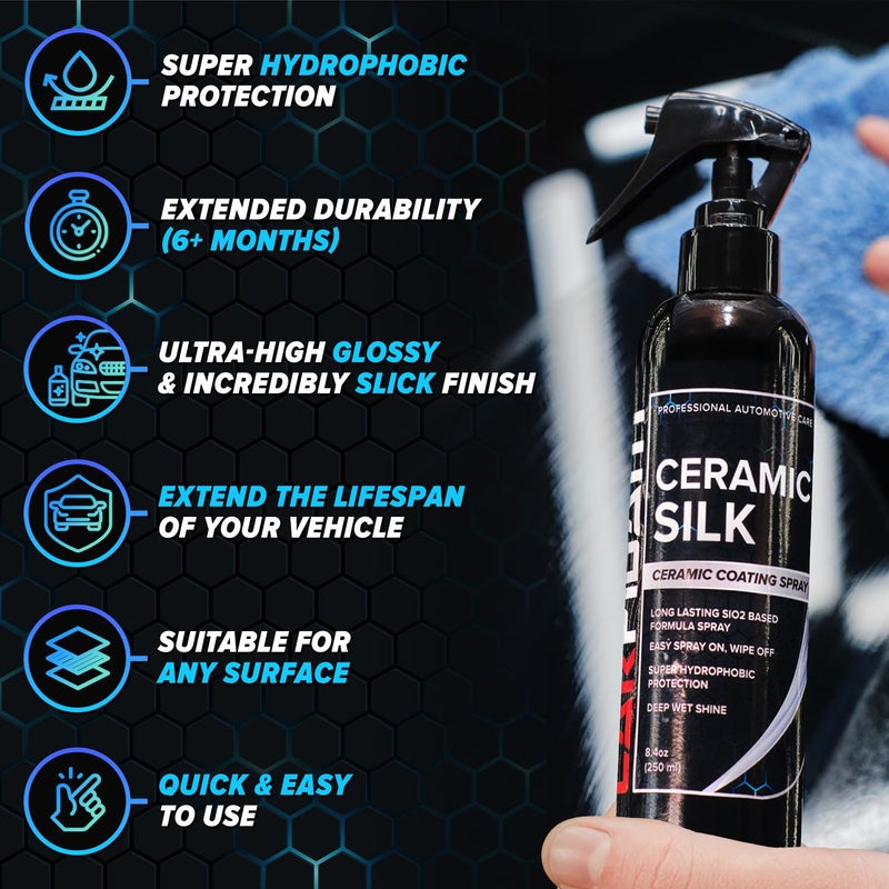 Carfidant Ceramic Silk - Ceramic Coating Spray - High Gloss  Hydrophobic Protection & Chemical Resistance for Cars  RVs & Boats - Long-Lasting Shine & Durability for Exterior Detailing - 16.9 fl. Oz. - Image 3